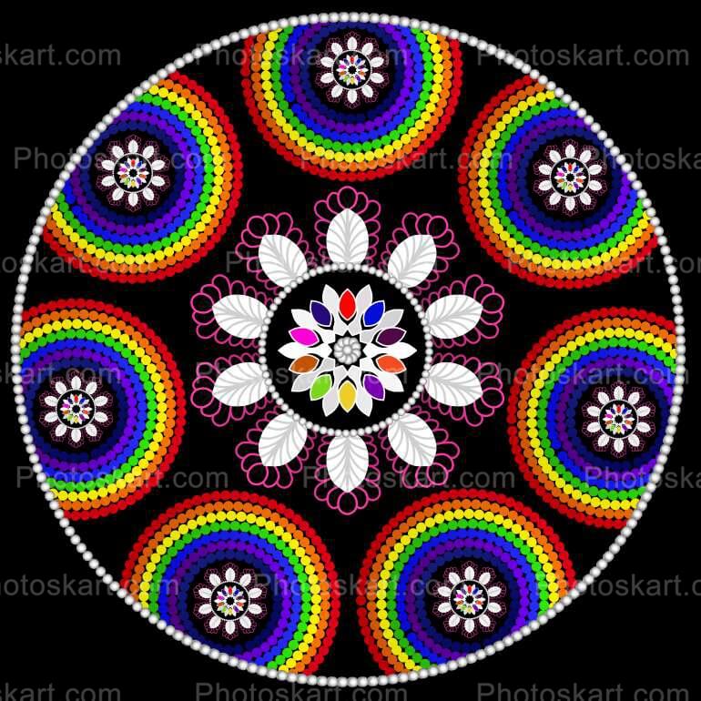 Beautiful Colorful Mandala In Black Background