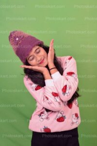 beautiful-indian-girl-in-woolen-cap-stock-image