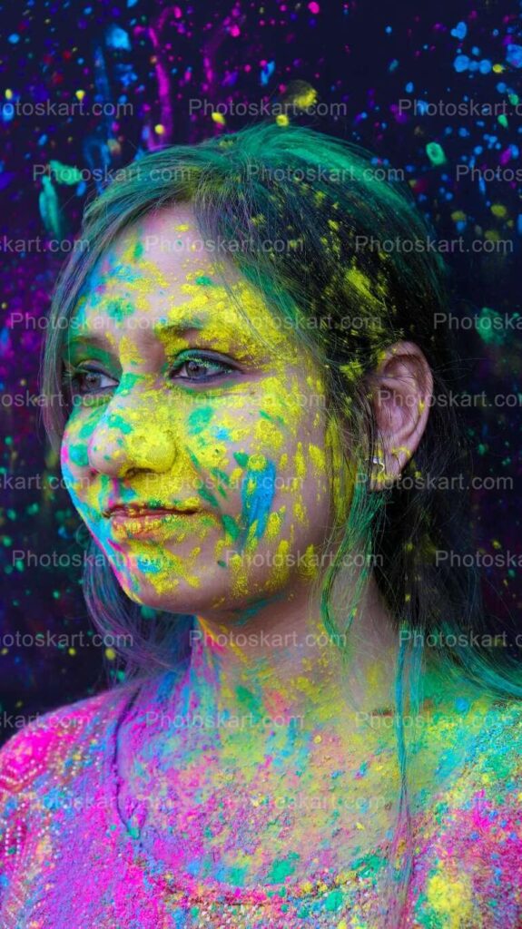 Beautiful Indian Girl With Coloful Face Stock Image