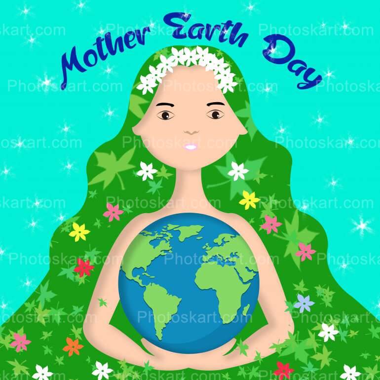Beautiful Lady Mother Earth Day Vector Image
