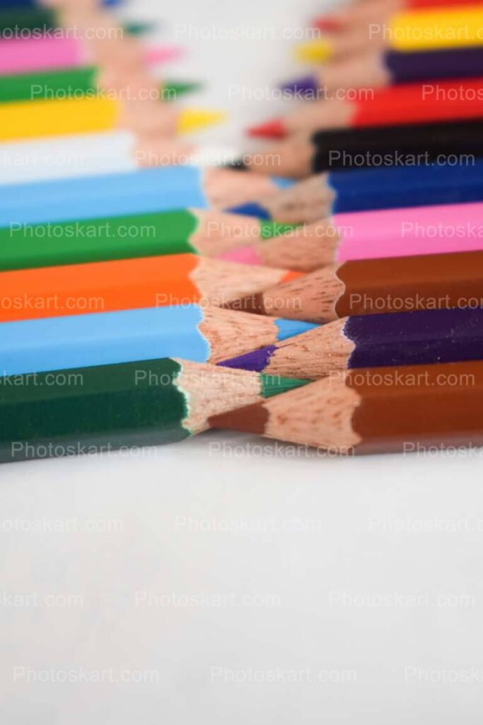 Colorful Pencils In A Row Stock Photos