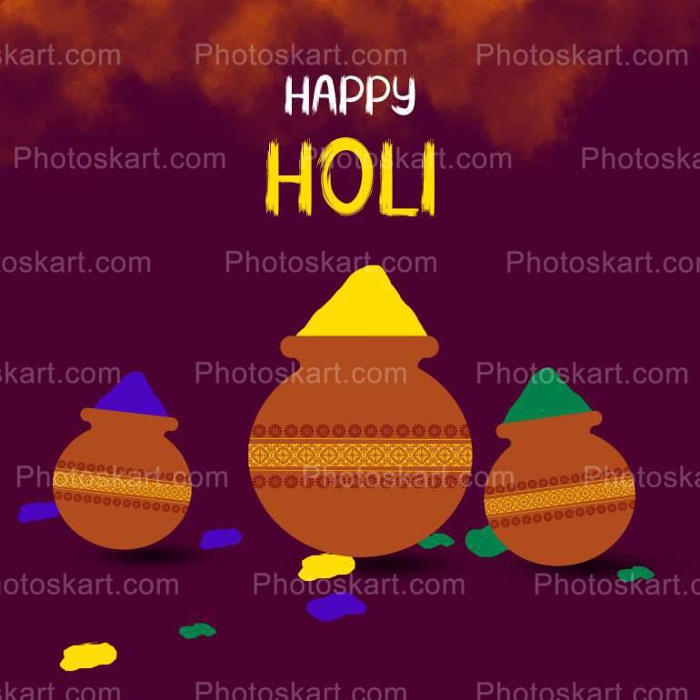 Colour Filled Matka For Holi Free Vector Images