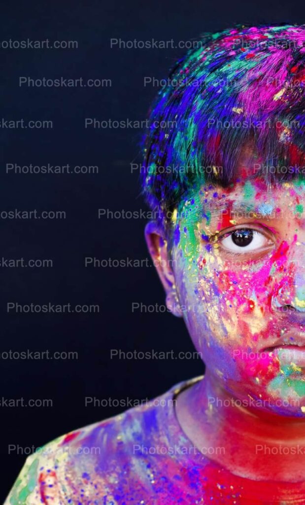 Cute Indian Boy Half Face Portrait Stock Photo