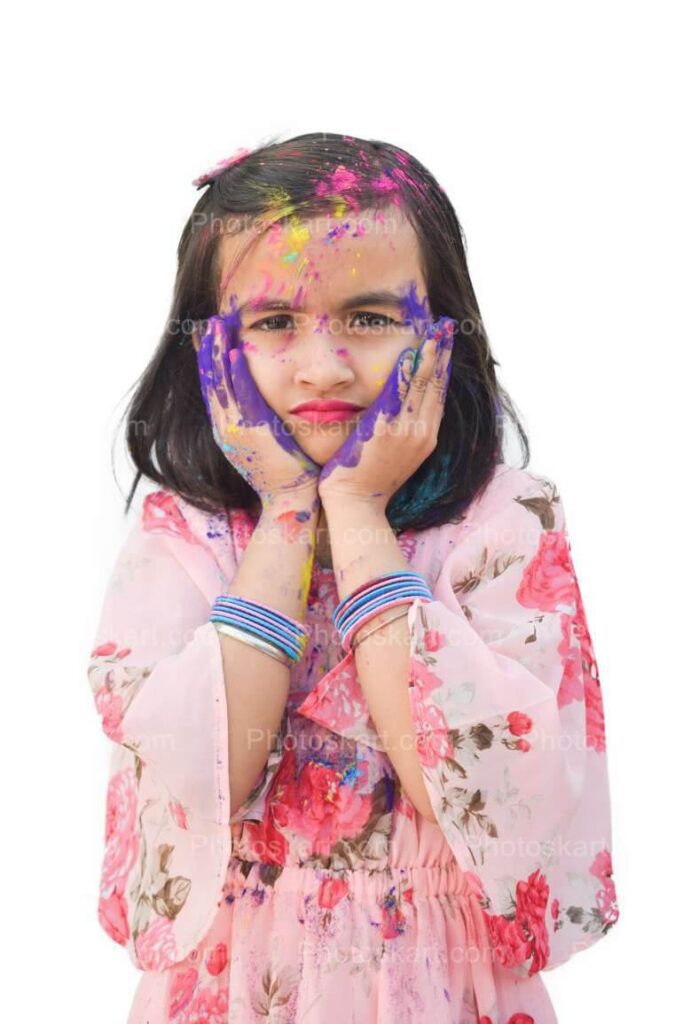 Cute Indian Boy Posing In Holi Stock Image