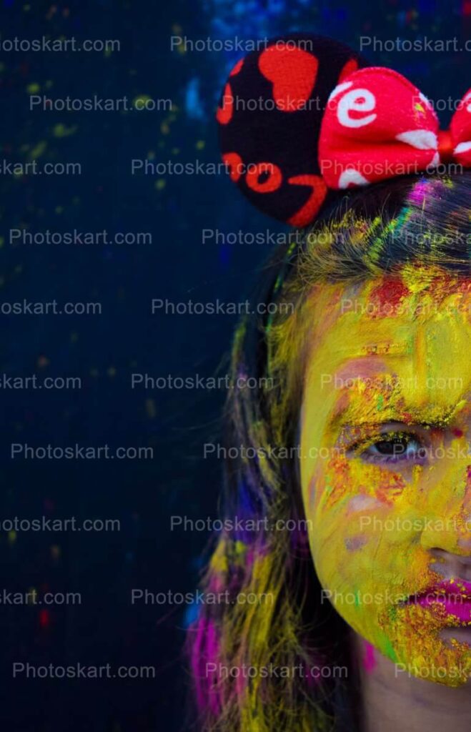 Cute Indian Girl Half Face Portrait Stock Photo