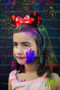 cute-indian-smart-girl-with-blue-color-on-her-face