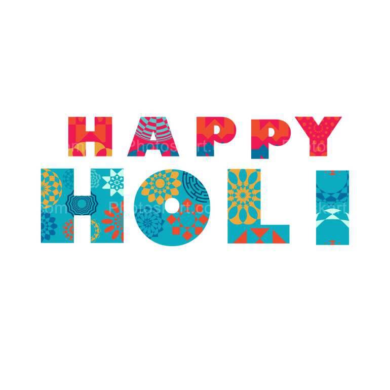 Designed Text For Holi Wishing Vector Images