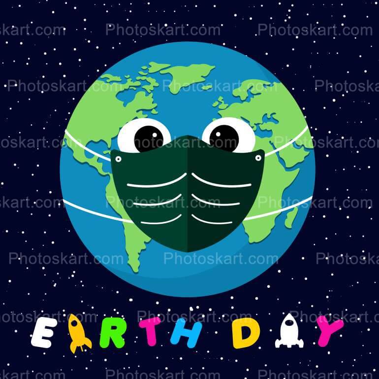 Earth Day With A Mask Vector Stock Image
