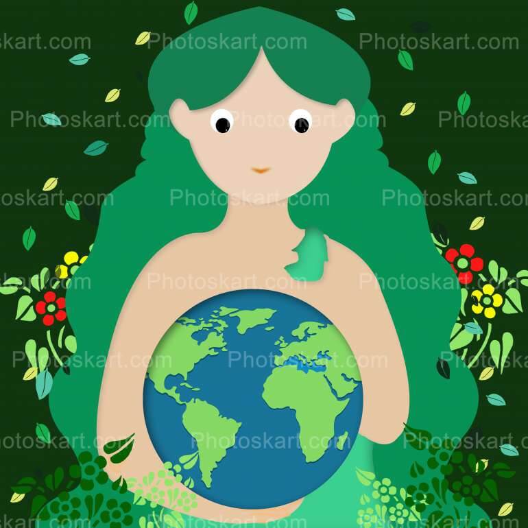 Earth Day With Lady And Globe Stock Images