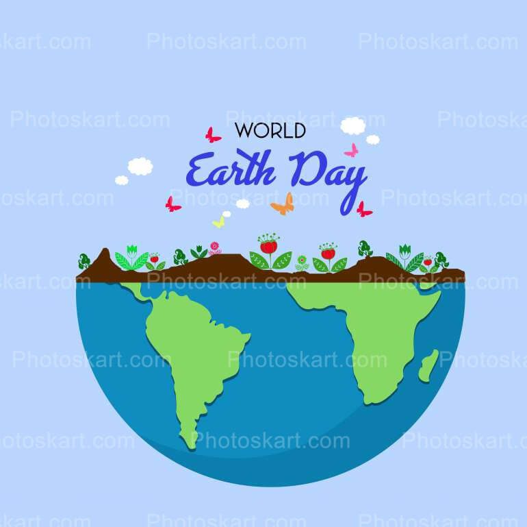 Half Earth With Tree Free Vector Image