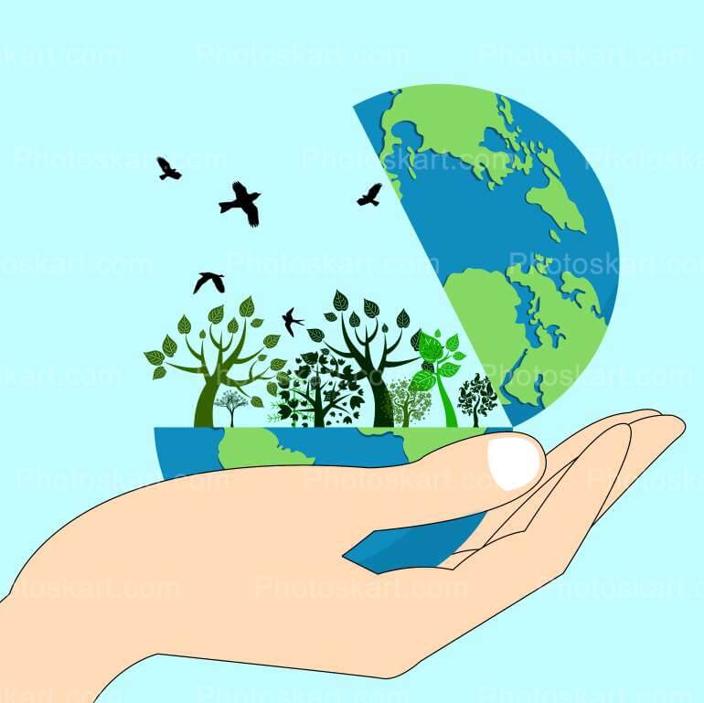 Hand Holding Earth And Tree Vector Image
