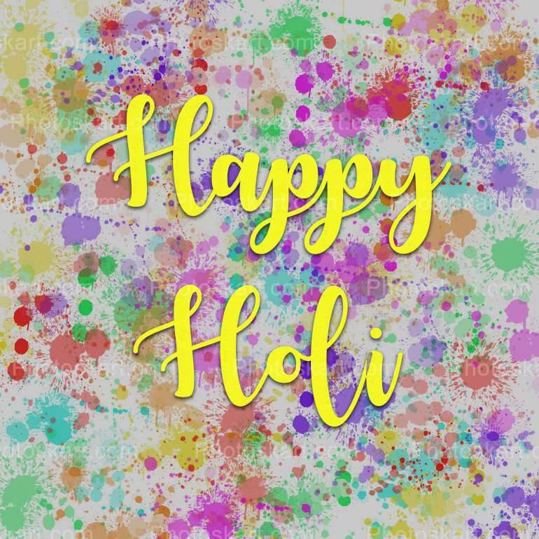 Happy Holi Text In Colorful Background Vector