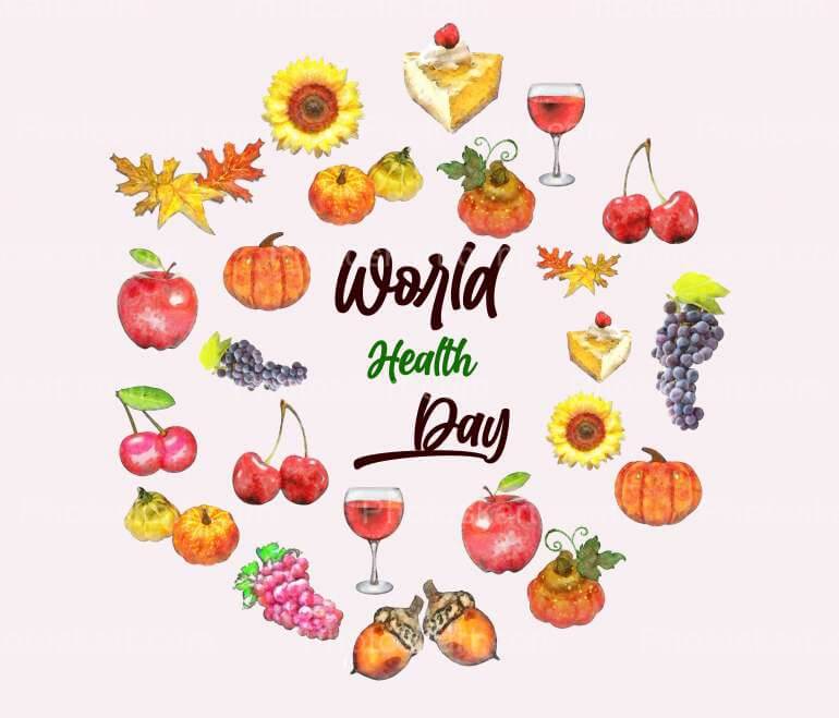 Health Day With Lots Of Fruits Vector Image