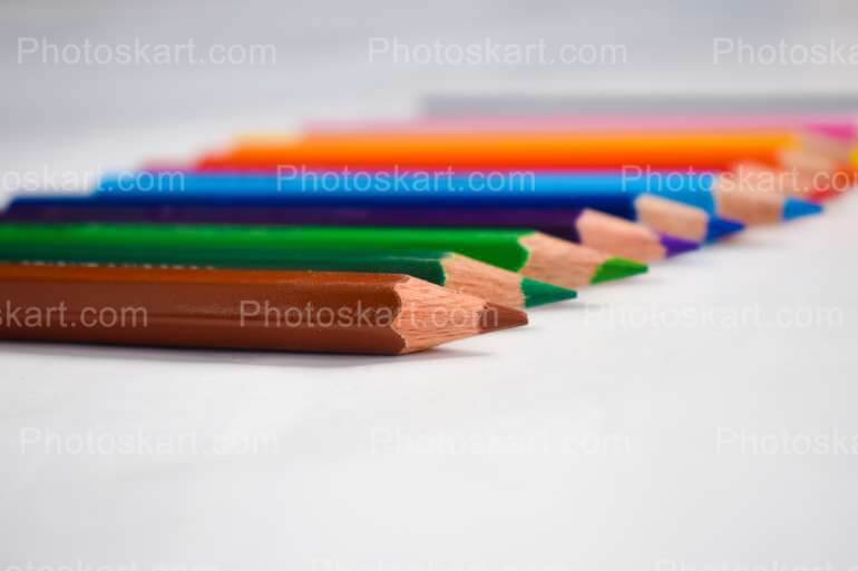 Multiple Color Pencil Stock Photos In A Row