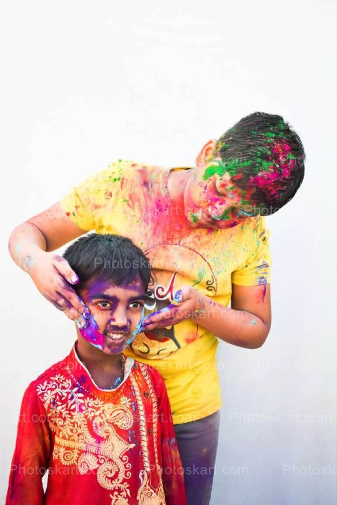One Indian Boy Colored By Other One Stock Image