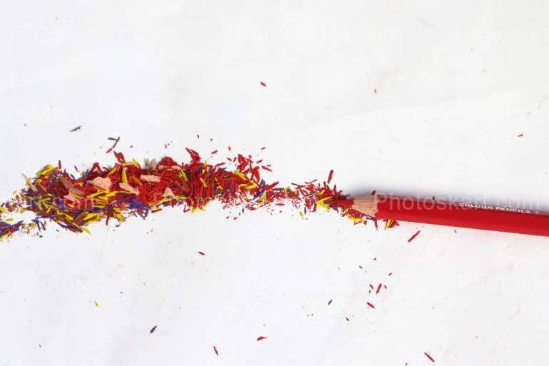 Red Color Pencil And Shavings Stock Image