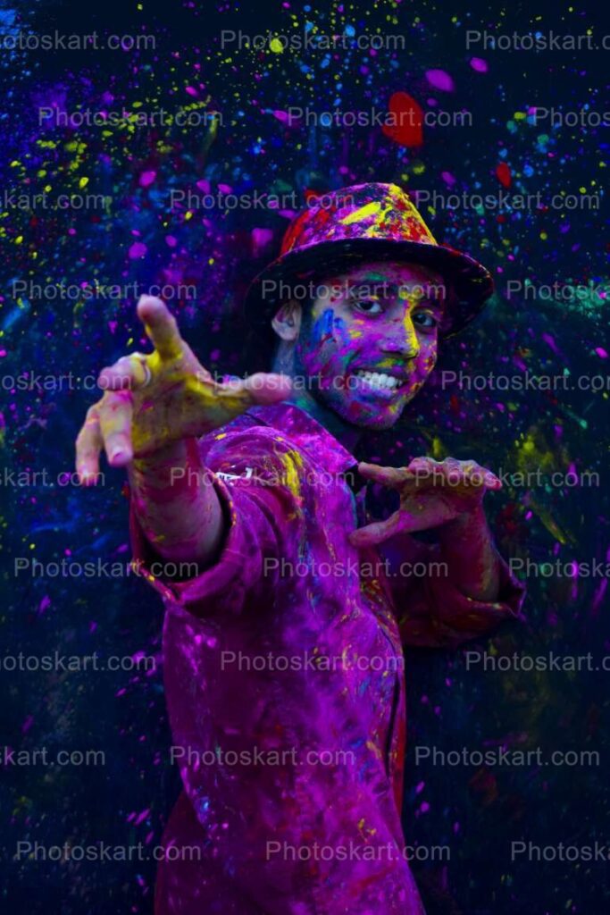 Smart Indian Boy On Holi Celebration