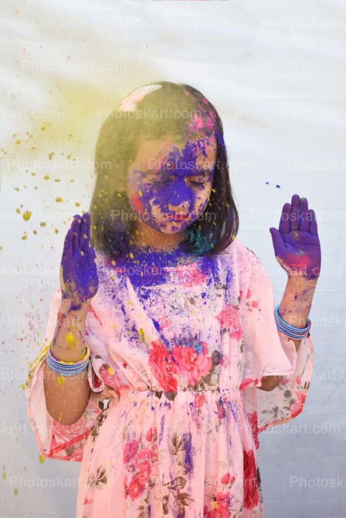 Smart Indian Girl Posing In Holi Stock Image