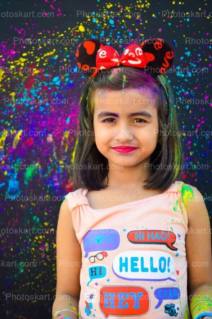 Smart Indian Girl With Cute Smile On Holi Festival