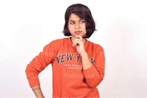stylish-girl-in-orange-t-shirt-free-stock-image