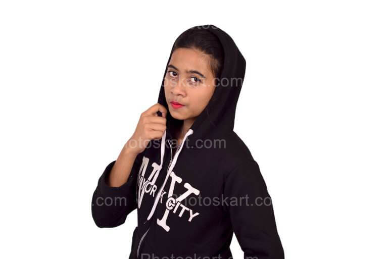 Stylish Indian Girl In Black Hoodie Free Images