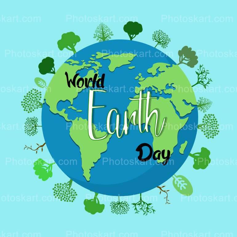 Whole Globe With Tree Earth Day Vector Image