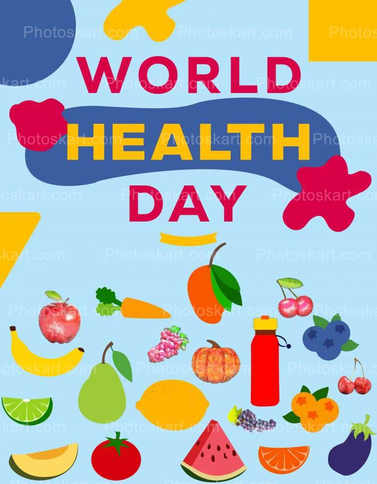 World Health Day With Fruits Vector Image