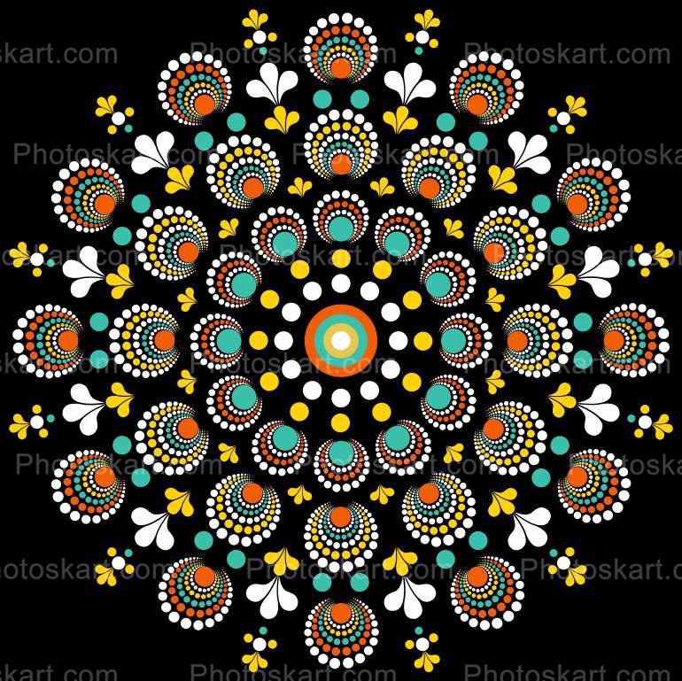 Beautiful Colorful Mandala On Black Background