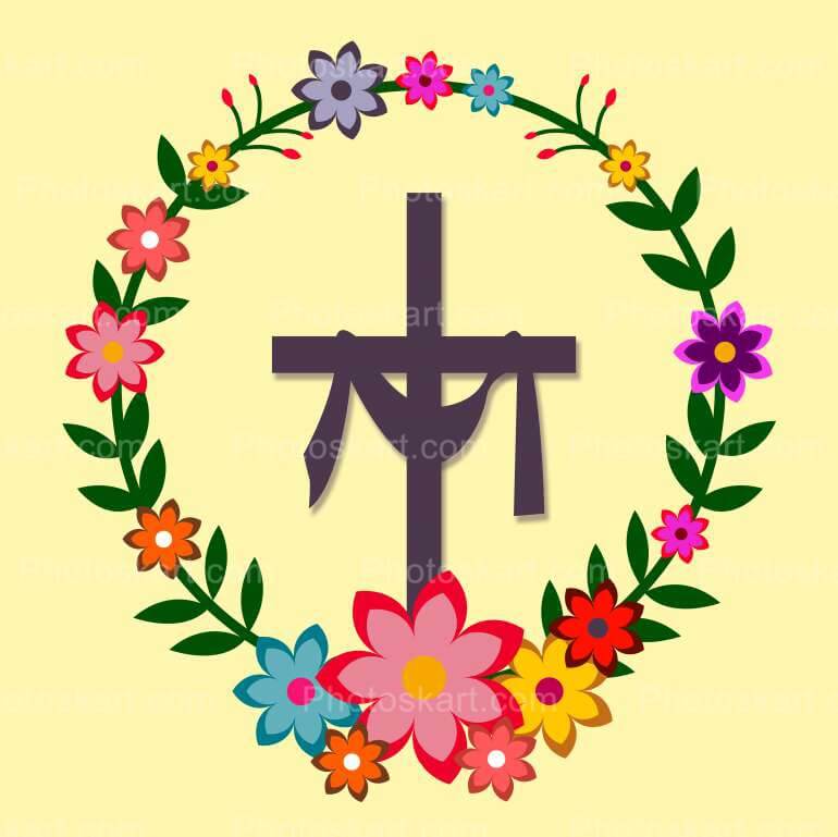Cross With Flower Vector Image