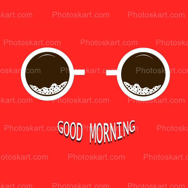 Good Morning With Two Cup Of Coffee Vector