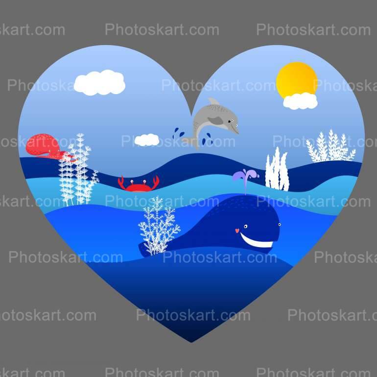 Free Ocean Day Love Vector