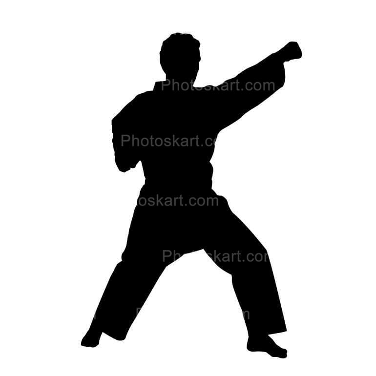 Karate Silhouette Pose Vector Stock Image