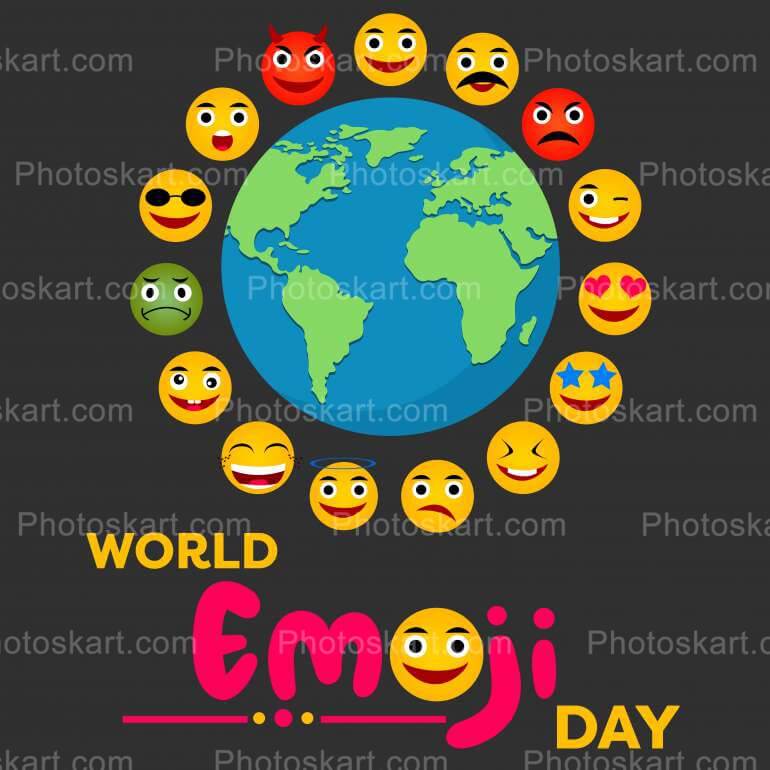 Emoji Day With A Globe Stock Vector