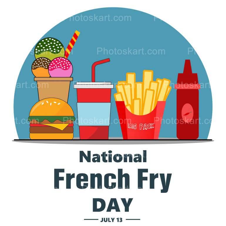 National French Fry Food Day Vector Stock Image