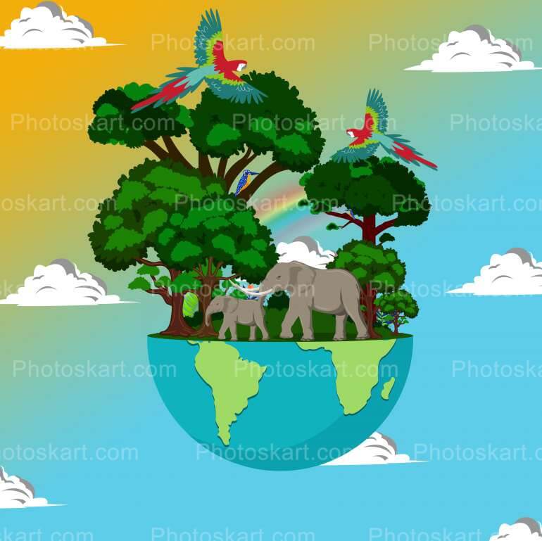 Beautiful Elephant Day Stock Images Vector