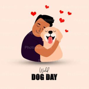 dog day with a cute dog and boy vector