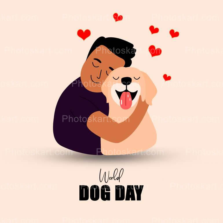 Dog Day With A Cute Dog And Boy Vector