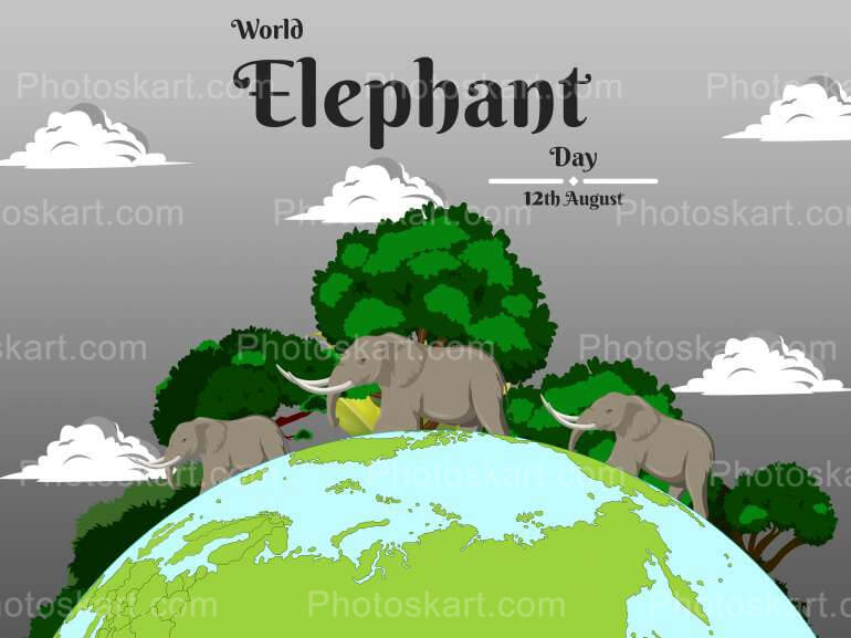 Elephant Day With Globe Stock Image