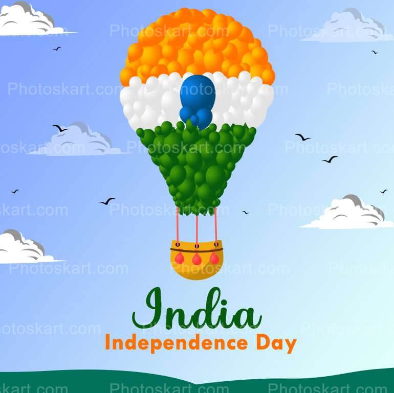 India Happy Independence Day Balloons Vector