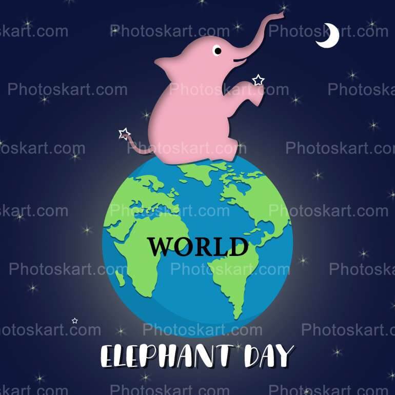 World Elephant Day With A Globe Stock Image