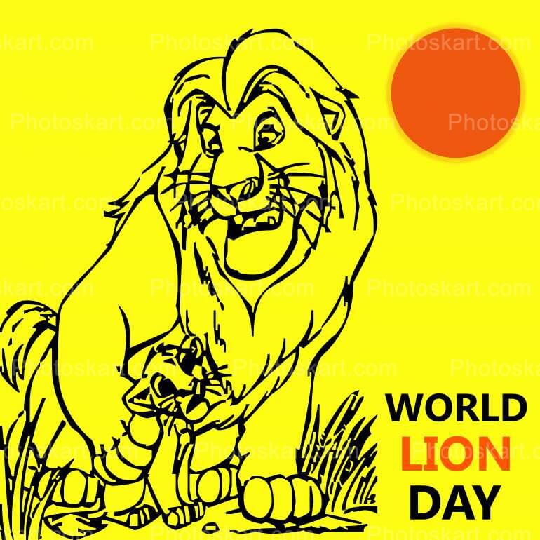 World Lion Day Background Vector