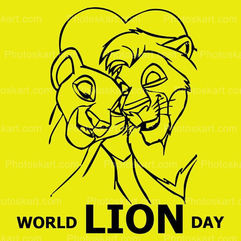World Lion Day Free Vector Design