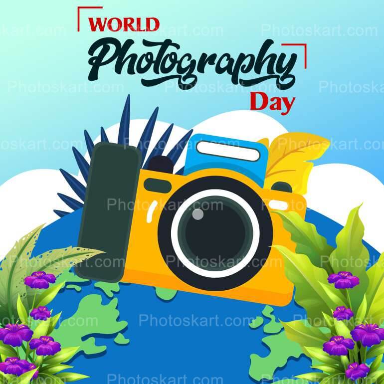 World Photography Day With Camera And Leaves