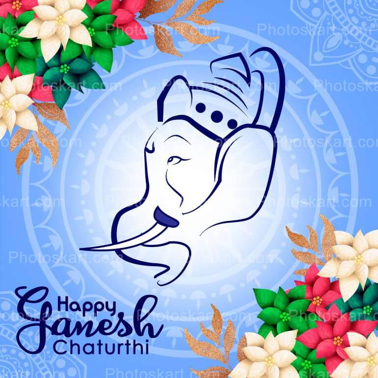 Beautiful Ganesh Chaturti Vector With Flowers