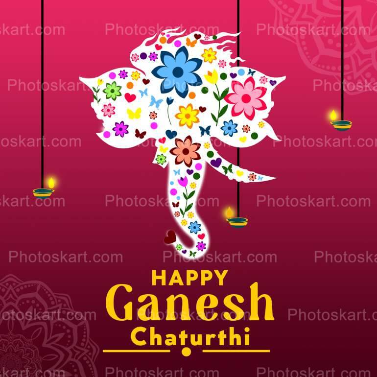 Creative Ganesh Chaturthi Vector With Flowers