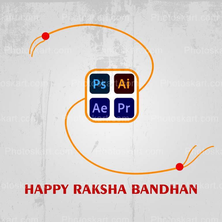 Creative Rakhi Wishing Design With Adobe Logo