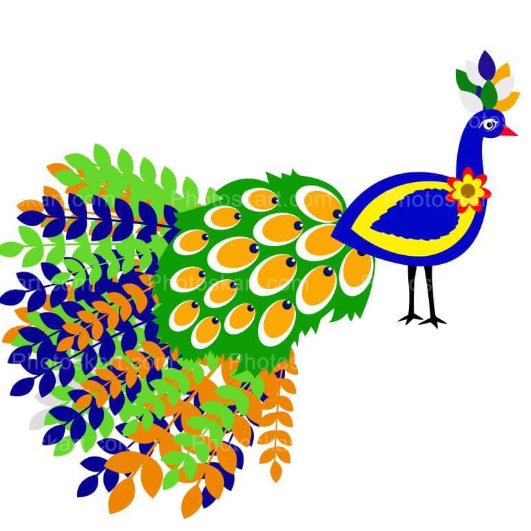 Illustration Indian Flag Peacock
