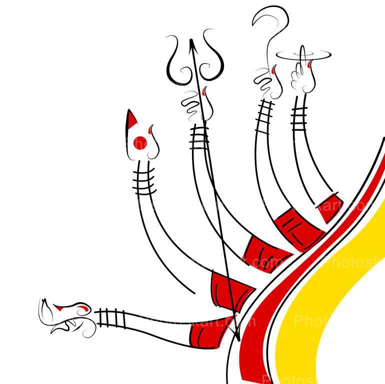Creaitve Colorful Maa Durga Hand Vector