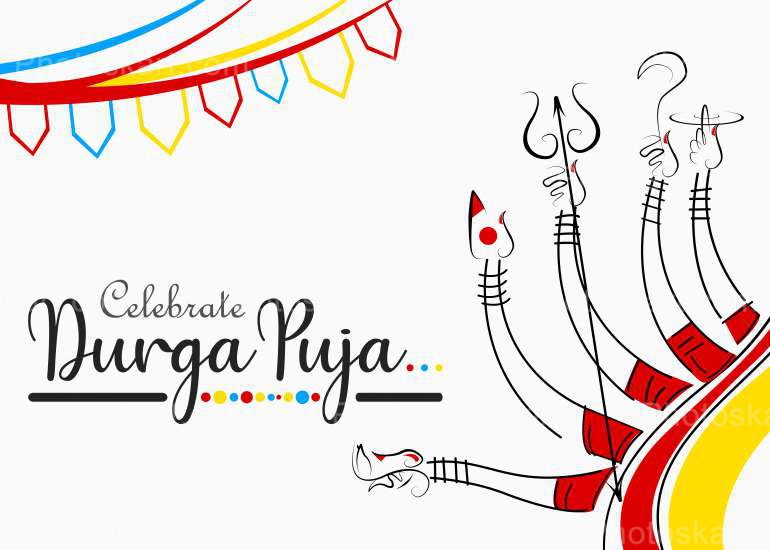 Creative Happy Durga Puja Wishing Banner