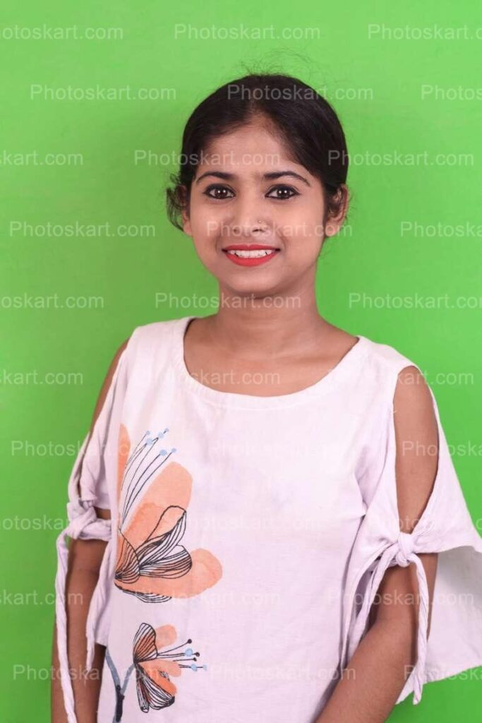 Cute Indian Girl Posing With White Dress